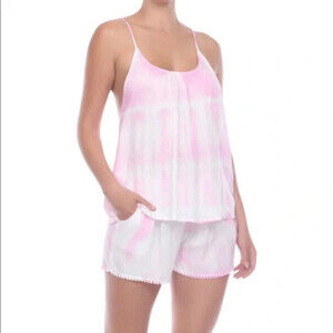 BOHO ME Women's Sleeveless Eyelet Tie Dye Top In Pink Size S $70